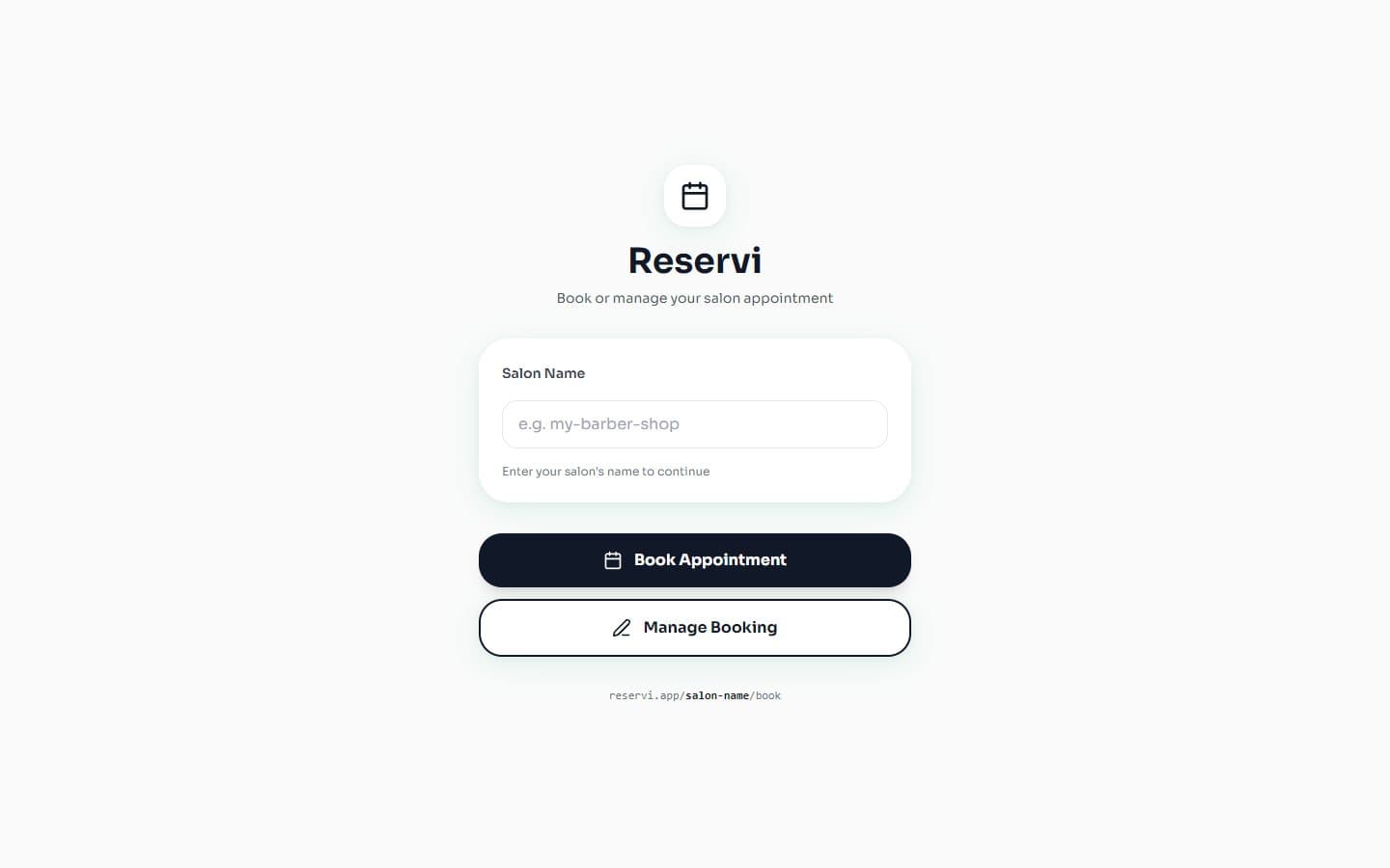 Treservi booking page: find your salon, book or manage an appointment